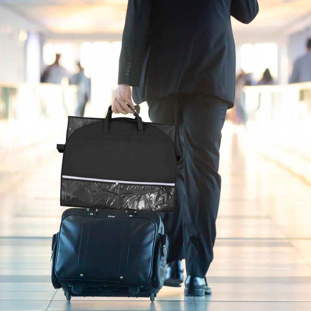 5 Pockets Garment Bag Foldable Suit Cover Clothing Storage, 110x60 cm, Black