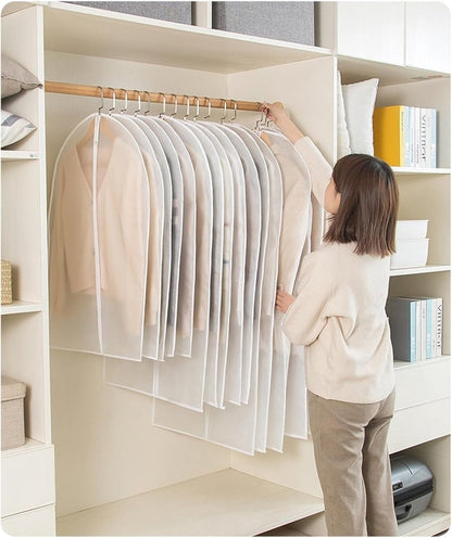 5-piece - Garment bag - dust bag - dust cover - clothing storage bag - central zipper - storage accessories - suitable for wardrobe storage and travel - white - 60*120 cm