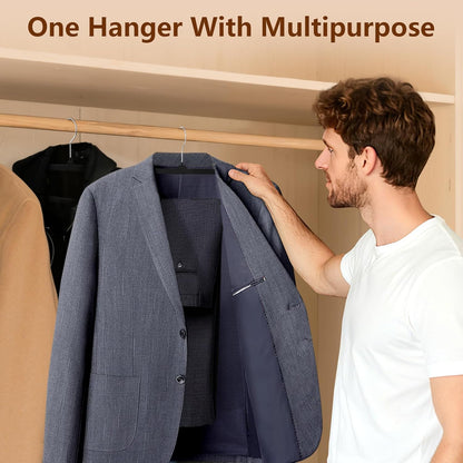 50 Pack Black Velvet Hangers Non Slip, Felt Pants Hangers Thin Space Saving Clothes Hanger Flocked Strong Durable Ganchos para Colgar Ropa with 360°Swivel Hook for Pants Jeans Shorts Skirts Tank Top