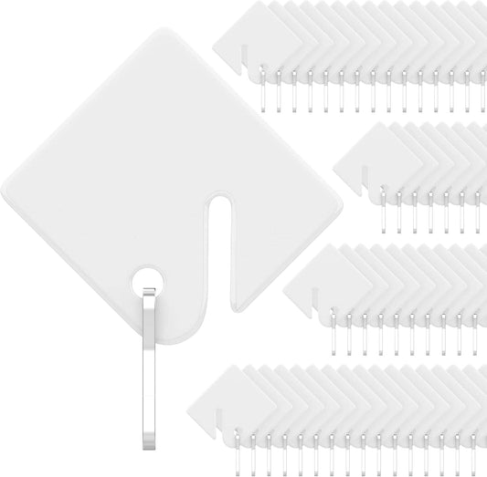 White frosted square key tag with metal snap hook, slotted hanging tab