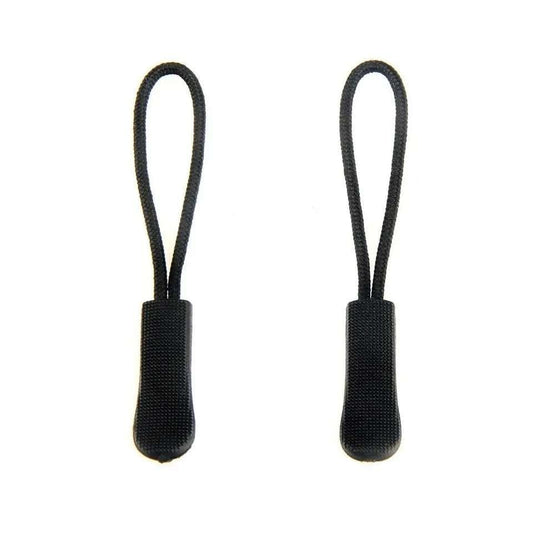 Black replacement zipper pulls with fabric tabs, 6-inch
