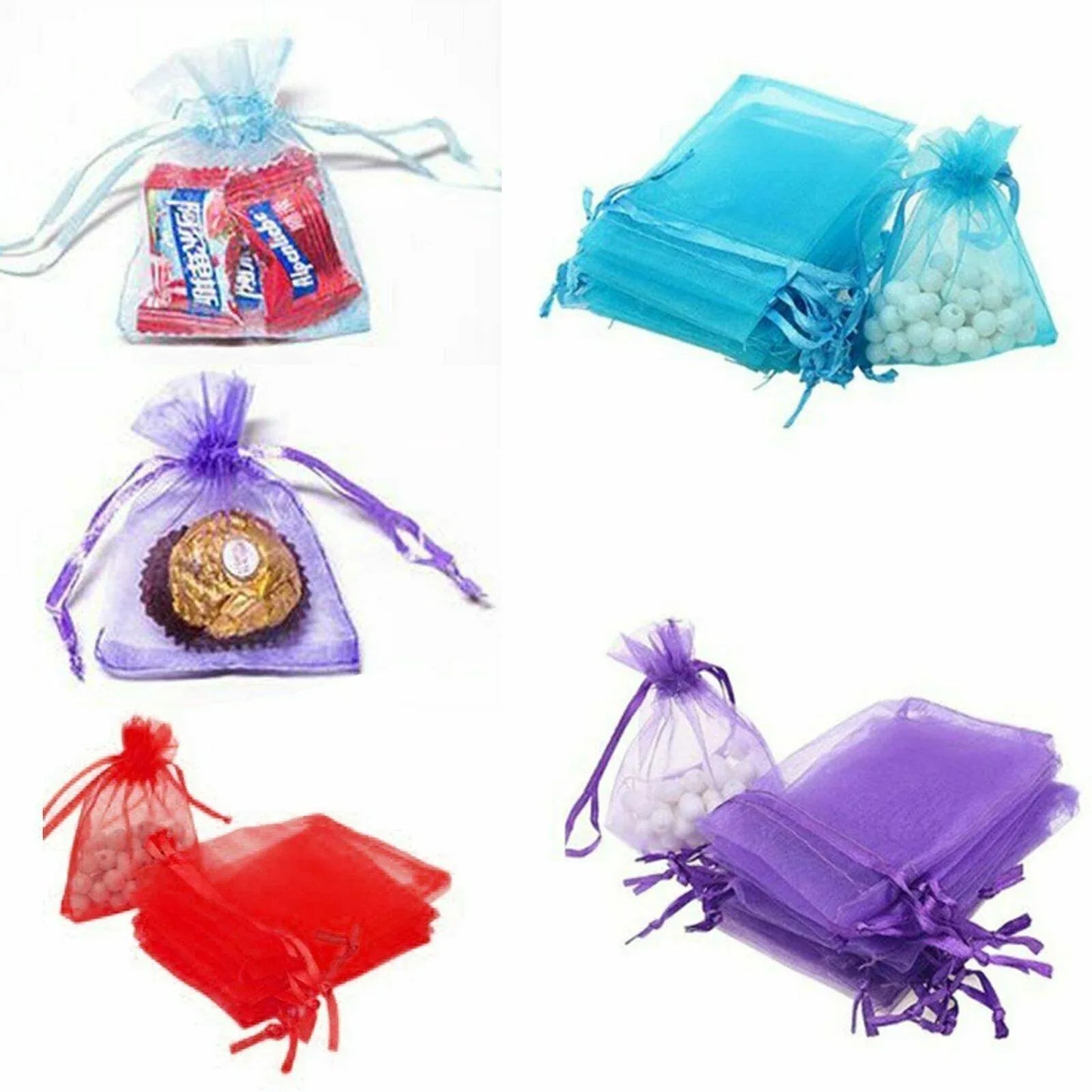 50 pcs Organza Bag Sheer Bags Jewellery Wedding Candy Packaging Sheer Bags 7*9 cm - Dark Purple/50PCS