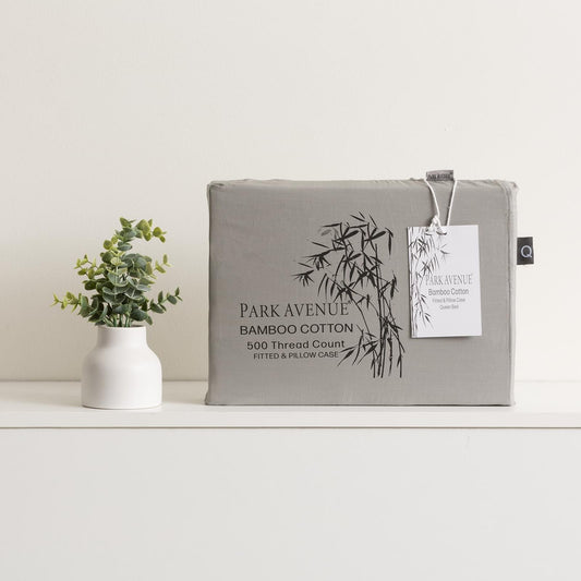 Charcoal bamboo cotton super king bedding set, folded with brand tag attached