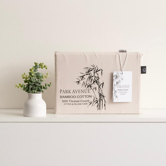 Dove bamboo cotton fitted bed sheet and pillow case set, with brand labels and tag