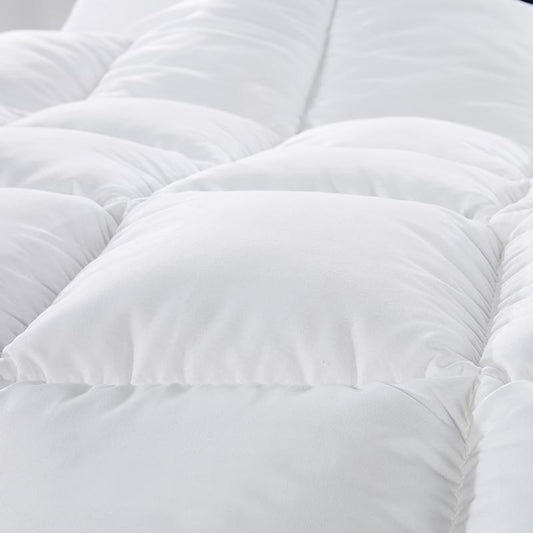 White all-season down duvet with baffle box stitching, double size.