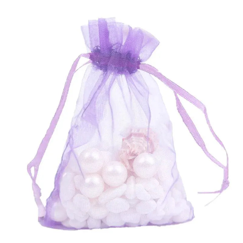 50PCS Organza Bag Sheer Bags Jewellery Wedding Candy Packaging Sheer Bags 10*15 cm - Purple/50PCS