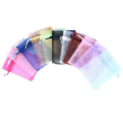 50PCS Organza Bag Sheer Bags Jewellery Wedding Candy Packaging Sheer Bags 9*12 cm - Lake Blue/50PCS