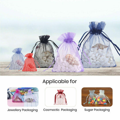 50PCS Organza Bag Sheer Bags Jewellery Wedding Candy Packaging Sheer Bags 9*12 cm - Red/50PCS