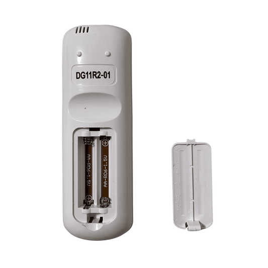 Replacement remote control with battery compartment open and back cover removed