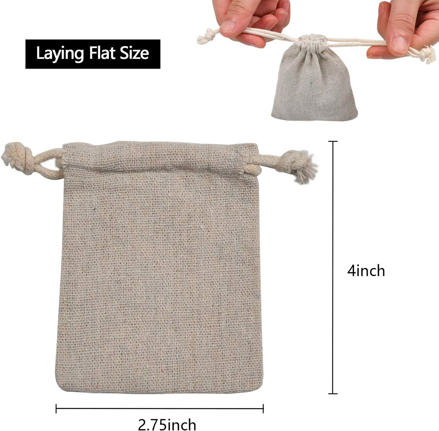50pcs Double Canvas Drawstring Bag Cotton Pouch Gift Sachet Bags Muslin Reusable Tea Bag 2.75x4 Inch