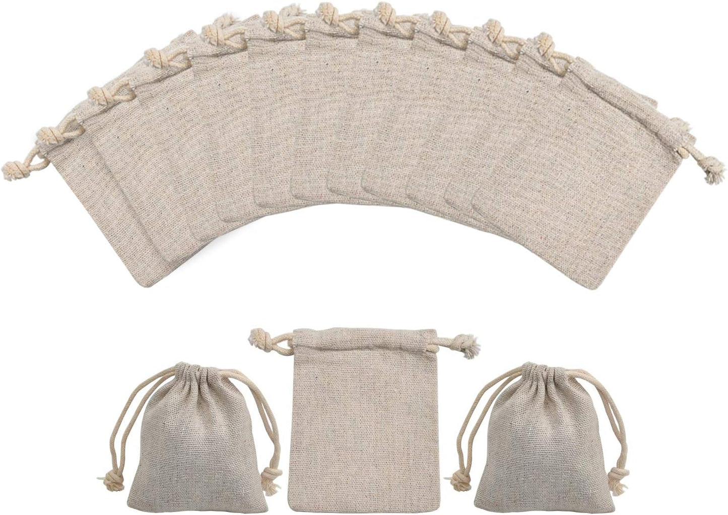 50pcs Double Canvas Drawstring Bag Cotton Pouch Gift Sachet Bags Muslin Reusable Tea Bag 2.75x4 Inch