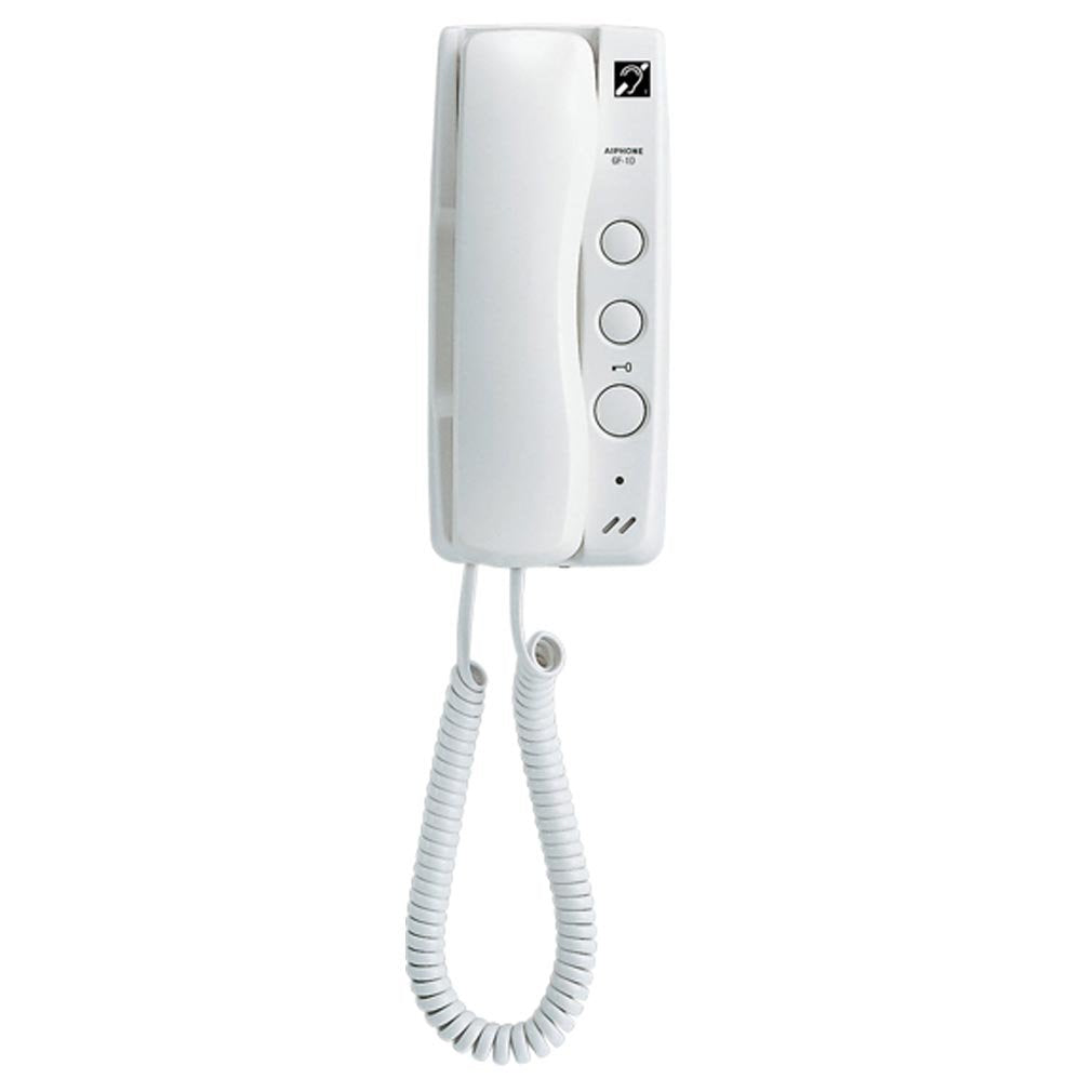 Aiphone GT-1D GT Series 2-Wire Intercom Handset – White | Apartment Audio Station with Mechanical Buttons | Powered by GT-BC Bus Controller
