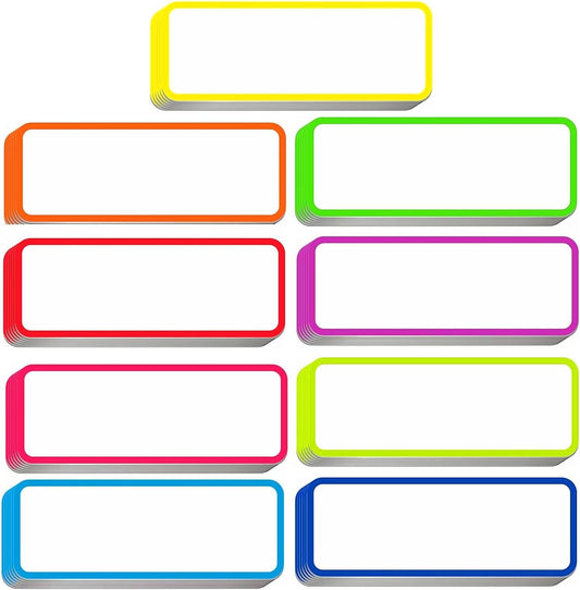Colorful magnetic dry erase label set with blank rectangular frames in multiple colors