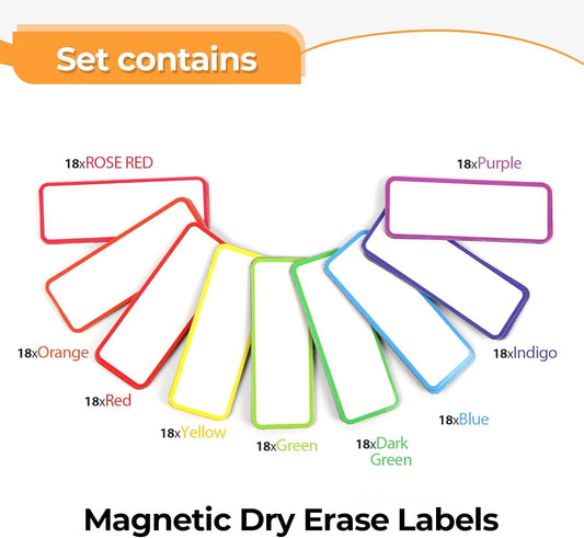 Magnetic dry erase labels set with stacked multicolor rectangular frames