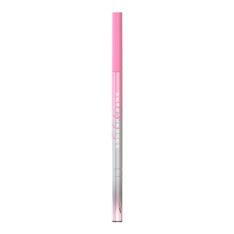 Pink dual-ended gel eyeliner pen with clear barrel and angled applicator tip