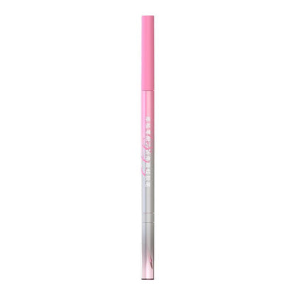Pink dual-ended gel eyeliner pen with clear barrel and angled applicator tip