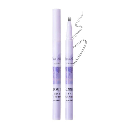 Liquid eyebrow pen with slim tip and spoolie; two pens in light neutral tones