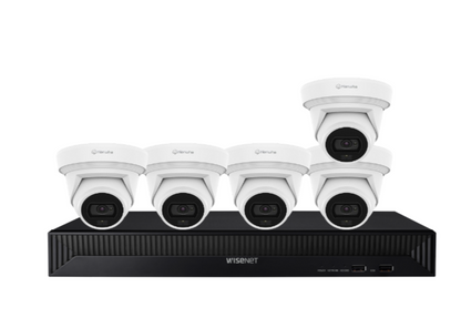 Hanwha Vision x8 Q-Core 8MP AI FlatEye Camera with 8-Channel NVR Kit – Complete 4K Surveillance Solution