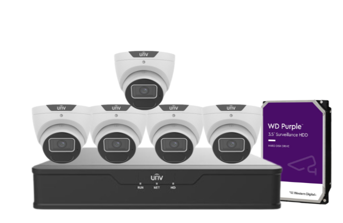 Uniview AcuTrack 6MP CCTV Kit with 8 Turret Cameras, 8-Channel NVR, AI Analytics, PoE & HDD | IPC3616SS-ADF28K-I1