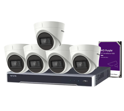Hikvision 8-Camera 5MP Outdoor Surveillance Kit with 8-Channel PoE NVR and HDD – DS-2CE78H8T-IT3F + DS-7608NI-M2/8P