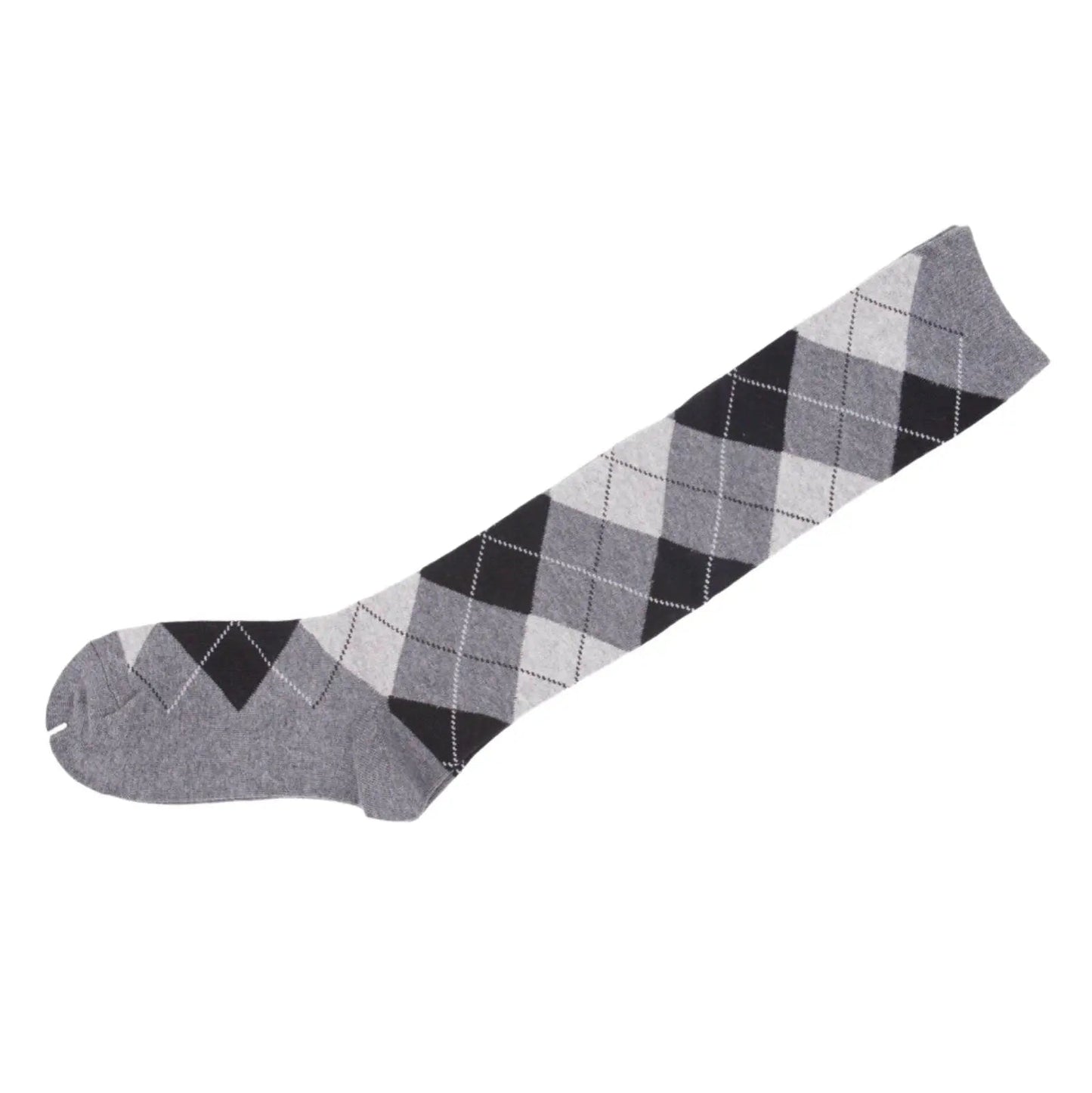 Knee High Socks Black Red Diamond Check Ladies Long Womens