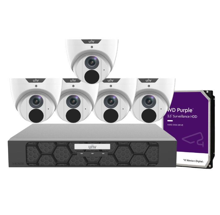Uniview 8× IPC3618LE‑ADF28K‑GM 8MP Cameras + NVR501‑08B‑P8‑IQ 8-Channel 4K PoE Recorder with HDD – Advanced 4K Surveillance Kit for AU/NZ