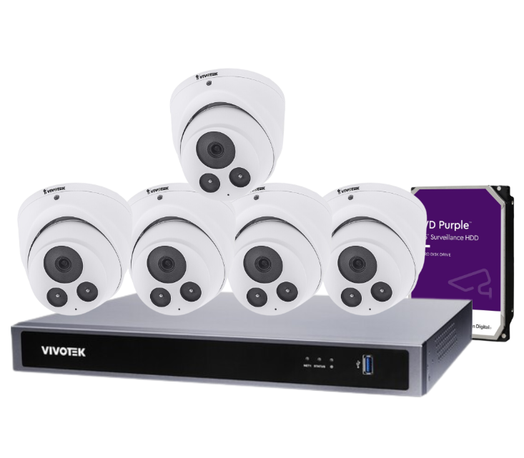 Vivotek IT9380-H 5MP CCTV Kit with 8 Cameras + 8-Channel NVR & HDD – Complete AI Surveillance System