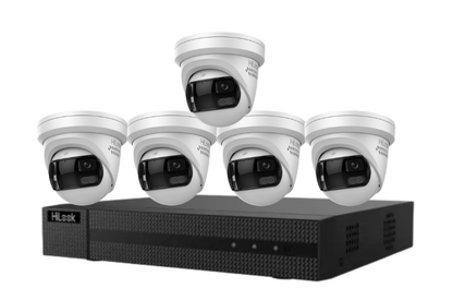 HiLook 8-Channel CCTV Kit with IPC-T289PH-MU/SL 8MP 180° Panoramic Cameras + 4K PoE NVR + HDD – Outdoor IP67 Surveillance System with Smart IR, Two-Way Audio & Active Deterrence