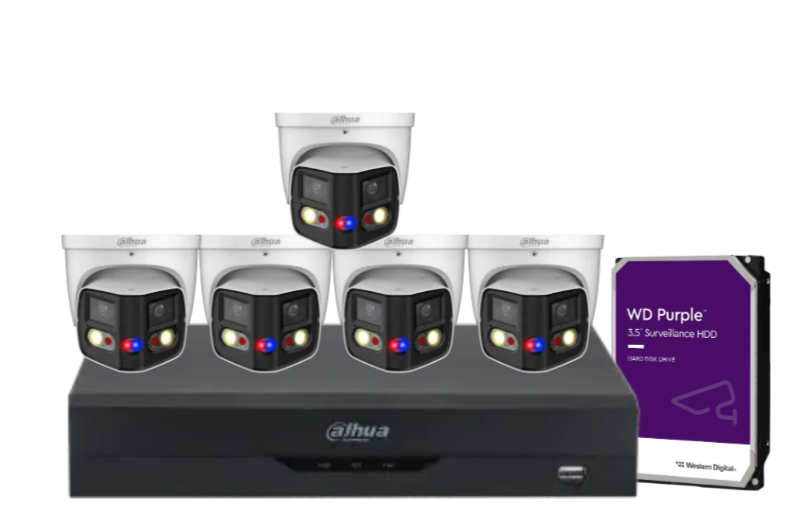 Dahua x8 8MP AI Full-Colour 180° TIOC Duo CCTV Kit with Dual-Lens WizSense Cameras, 8-Channel PoE NVR & HDD – DH-IPC-PDW3849-A180-AS-PV-ANZ-1
