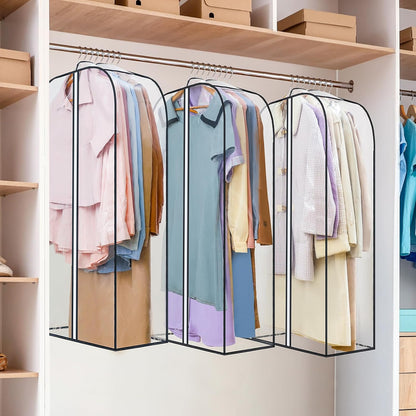 6 Pack Clear Garment Bags for Hanging Clothes with Zippers on Double Sides - 10'' Storage Coat, Dress, and Fur in Closet 40'' Long Suit 40 inch