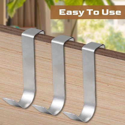 6 Pack Over The Cabinet Door Hooks Silver Towel Hook Over Bathroom Frameless Glass Door Office Kitchen Towel Coat J Hooks for Hanging