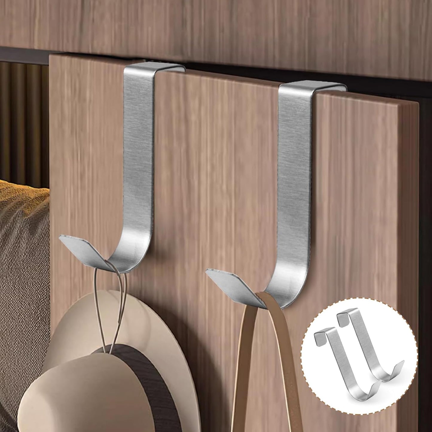 6 Pack Over The Cabinet Door Hooks Silver Towel Hook Over Bathroom Frameless Glass Door Office Kitchen Towel Coat J Hooks for Hanging