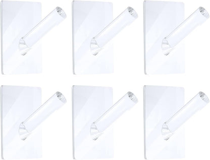 6 Pieces Clear Acrylic Hat Hooks or Wall Heavy Duty Wall Mounted Coat Clothes Towels Hook Sel Adhesive Jewelry Organizer Hanging Display Rack Seamless Stick or Home Bathroom Bedroom Oice