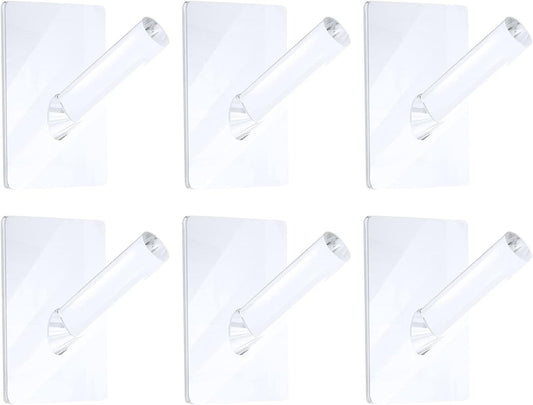 Clear acrylic wall hooks, angled close-up set of 6