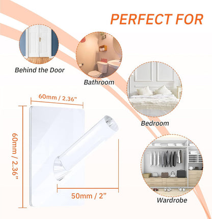 6 Pieces Clear Acrylic Hat Hooks or Wall Heavy Duty Wall Mounted Coat Clothes Towels Hook Sel Adhesive Jewelry Organizer Hanging Display Rack Seamless Stick or Home Bathroom Bedroom Oice