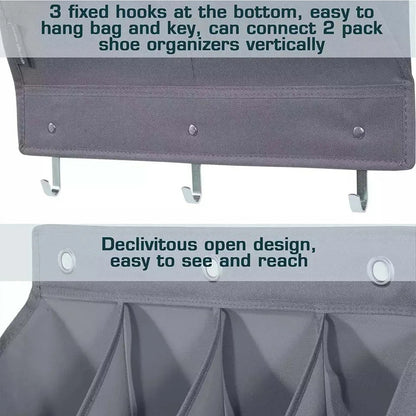 6-Tier Black Collapsible Over-the-Door Hanging Storage Bag - Space-Saving Shoes & Sundries Wall Holder with Hooks