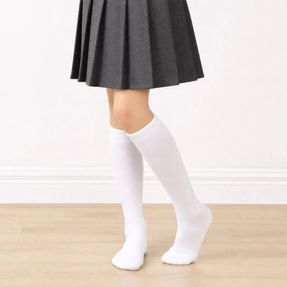 6 Pairs Girls White School Knee High Socks
