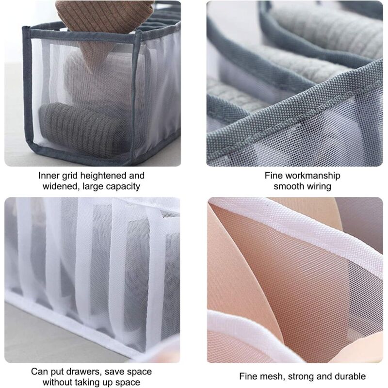6 pcs Underwear Drawer Organizer Foldable Storage Box Large Capacity Drawer Storage Box For Storing Underwear, Socks,