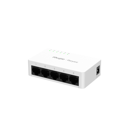 RG-ES05F 5-Port 10/100 Mbps Unmanaged Non-PoE Switch – Fanless, Metal/Plastic Casing, Home & Small Office Network