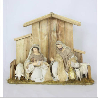 PRE ORDER 8.25" Holy Family Nativity Set on 15.5" Stable – Christmas Religious Decoration, Nativity Scene Display, Holiday Home & Church Décor