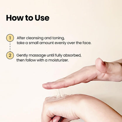 Facial essence how-to-use steps diagram with hands applying