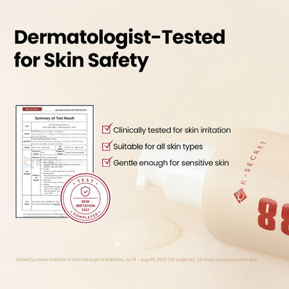 Facial essence dermatologist-tested graphic with droplet
