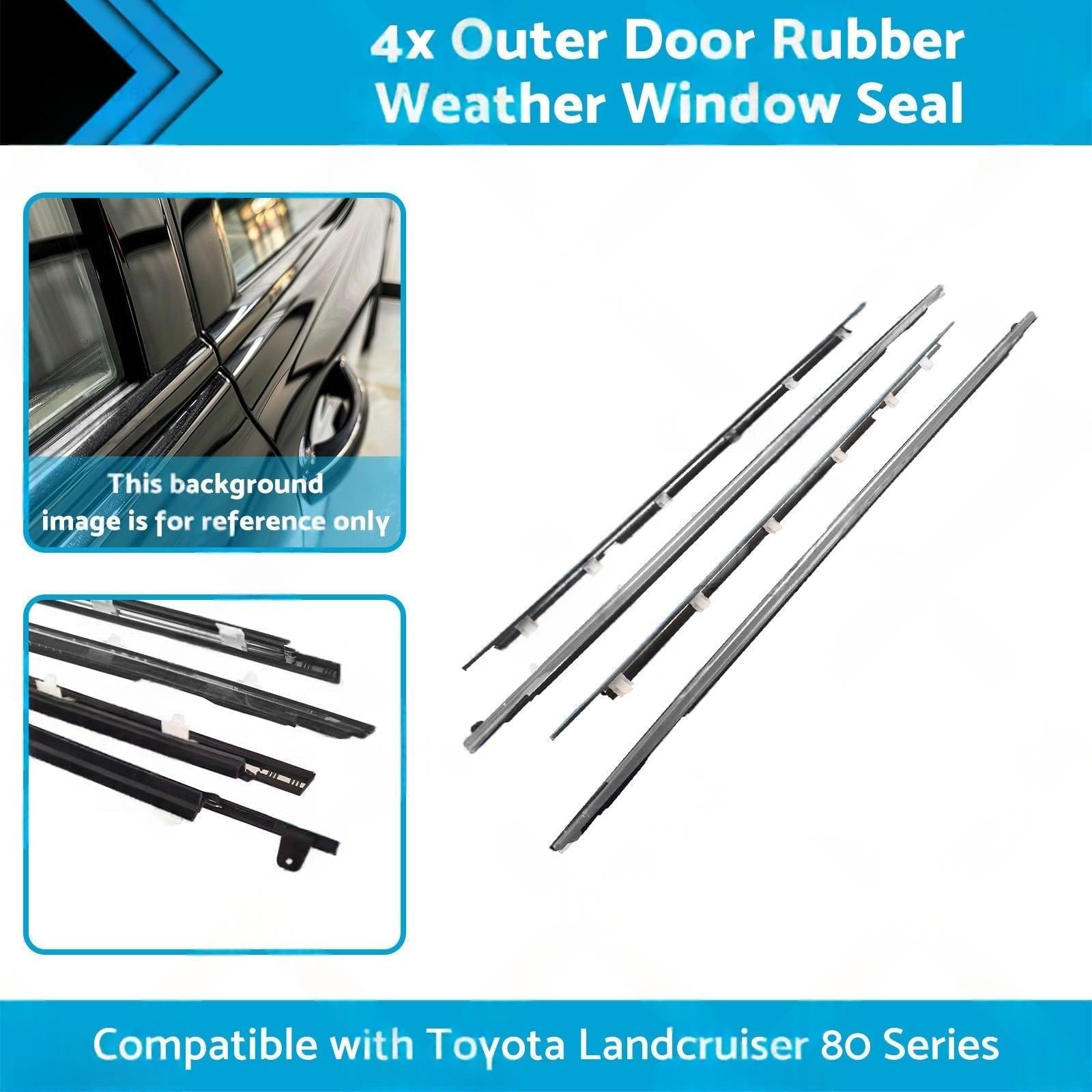 Set of four black outer door rubber weather window seals with mounting tabs