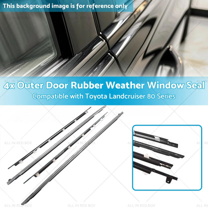 Black rubber window seal strips with mounting tabs, shown with vehicle close-up