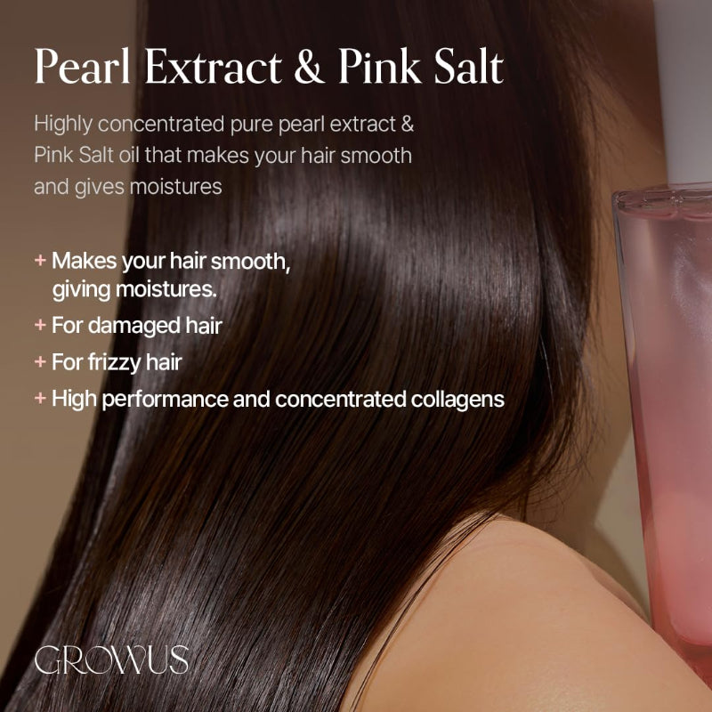 Dark straight hair with hair oil bottle near side, glossy smooth-looking strands
