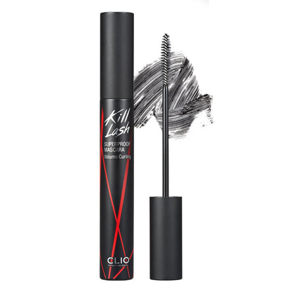 CLIO Kill Lash Superproof mascara, black volume curling tube and brush