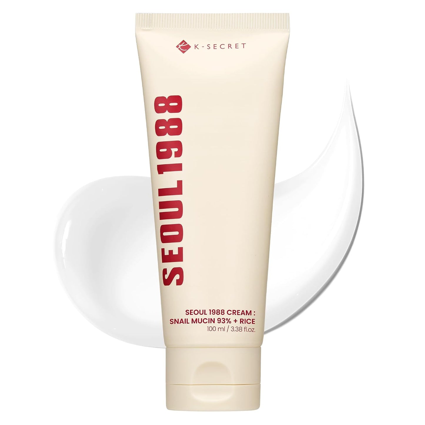 K-SECRET Seoul 1988 cream tube, cream-colored facial moisturizer with flip-top cap