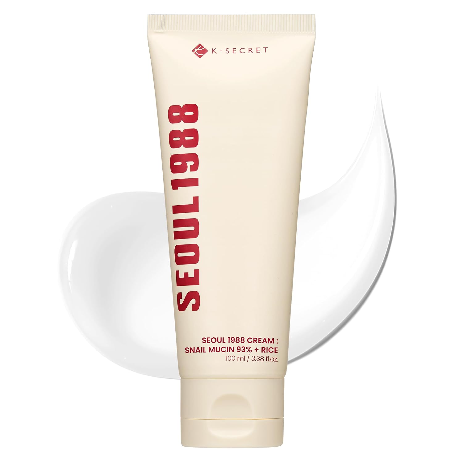 K-SECRET Seoul 1988 cream tube, cream-colored facial moisturizer with flip-top cap