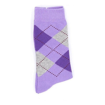 Premium Argyle Pattern Diamond 4 Pairs Crew Cotton Socks Gift Pack