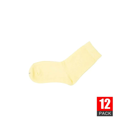12 Pairs Yellow Premium Cotton School Socks
